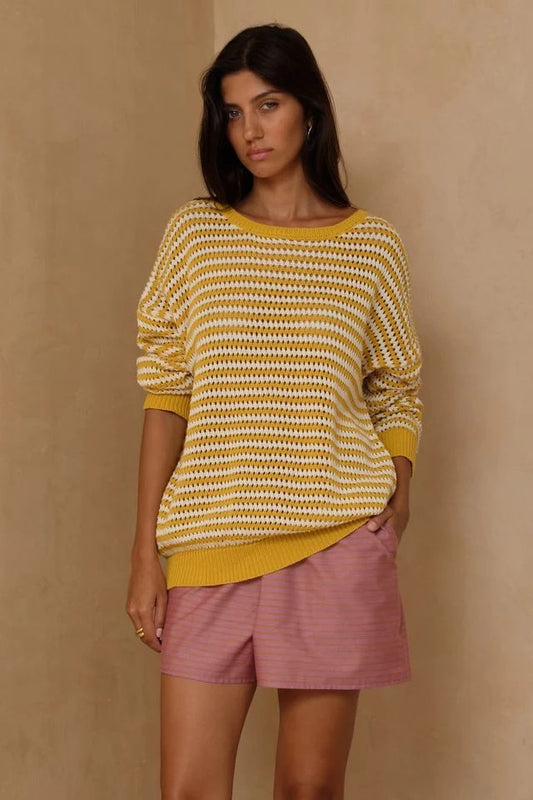 Valentina Stripe Knit Top - Sunshine Yellow