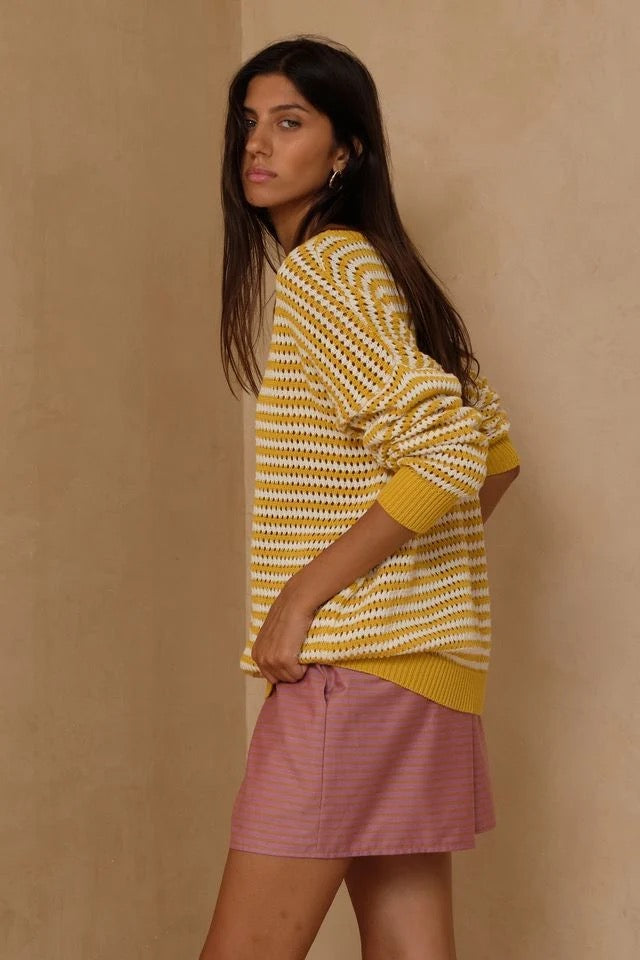 Valentina Stripe Knit Top - Sunshine Yellow