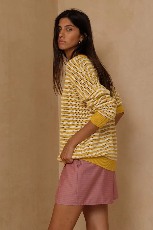 Valentina Stripe Knit Top - Sunshine Yellow