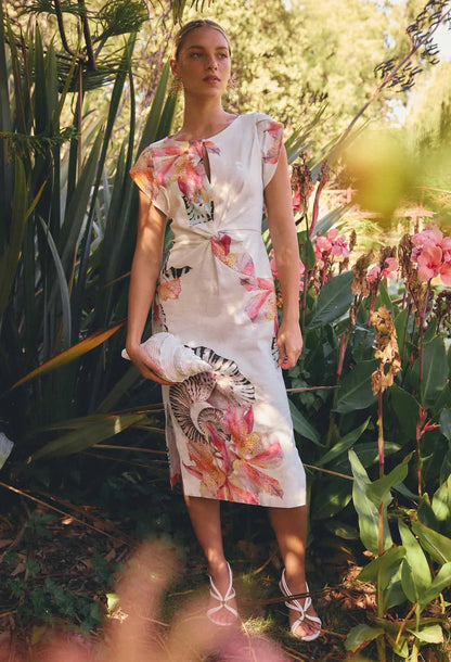 Geneva Stretch Twist Dress - Nautilus Bloom