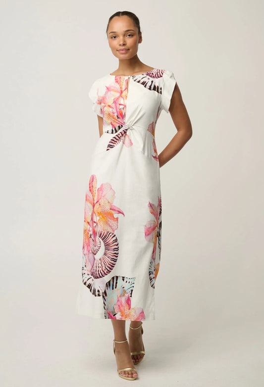 Geneva Stretch Twist Dress - Nautilus Bloom