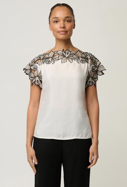 Eleanor Wide Neck Top - Ivory