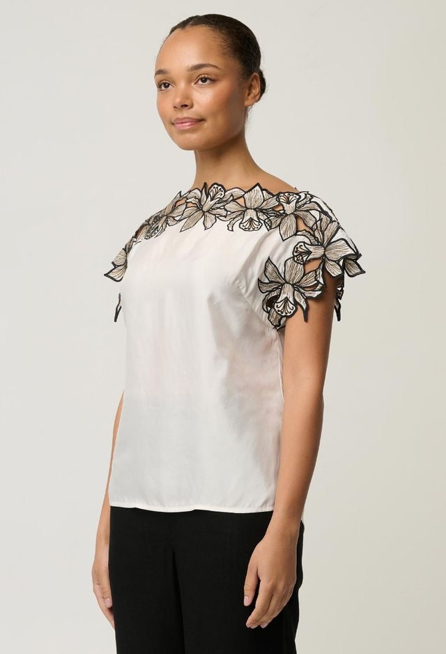 Eleanor Wide Neck Top - Ivory