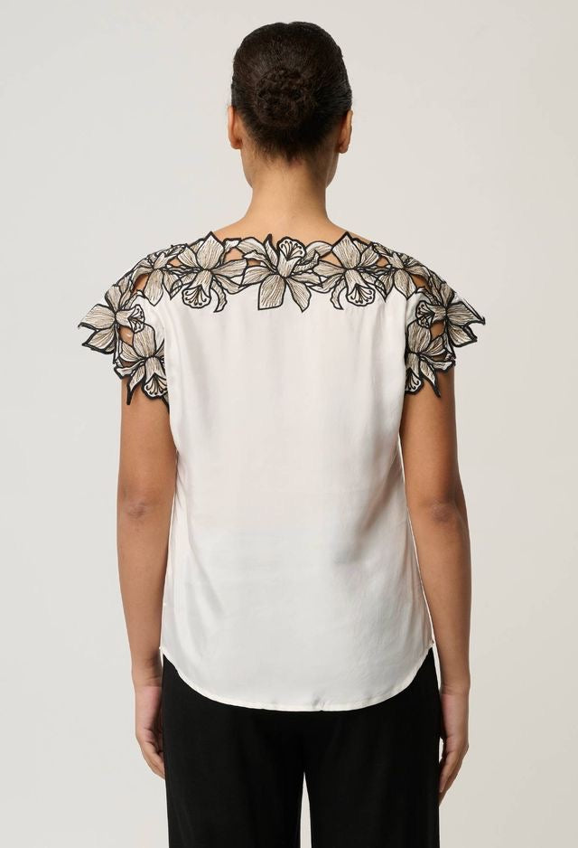 Eleanor Wide Neck Top - Ivory