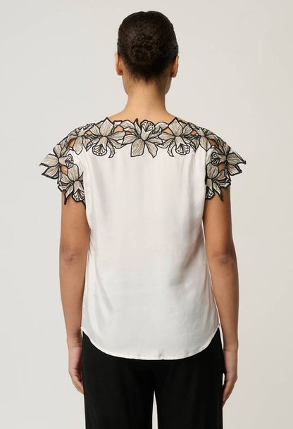 Eleanor Wide Neck Top - Ivory