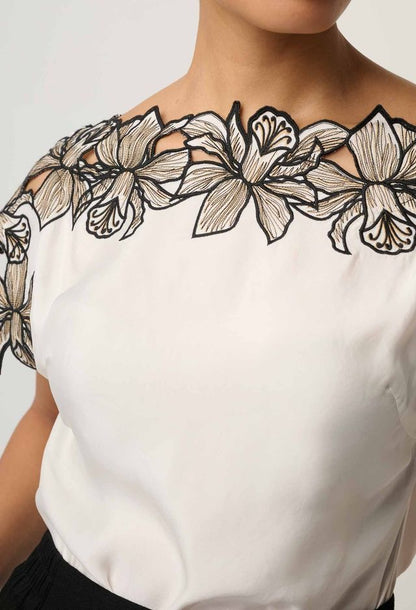 Eleanor Wide Neck Top - Ivory
