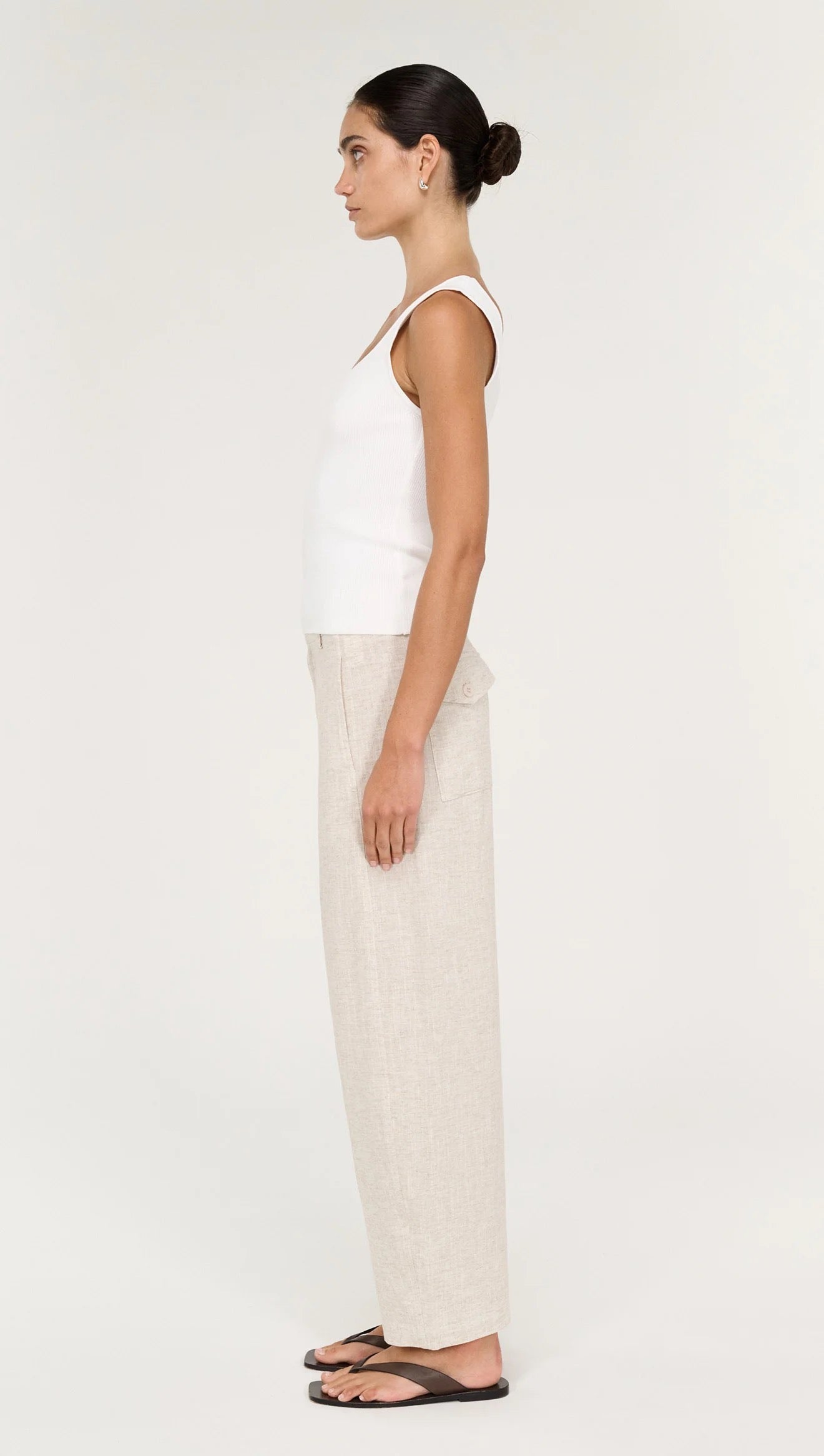 Neve Linen Barrel Leg Pant - Oat