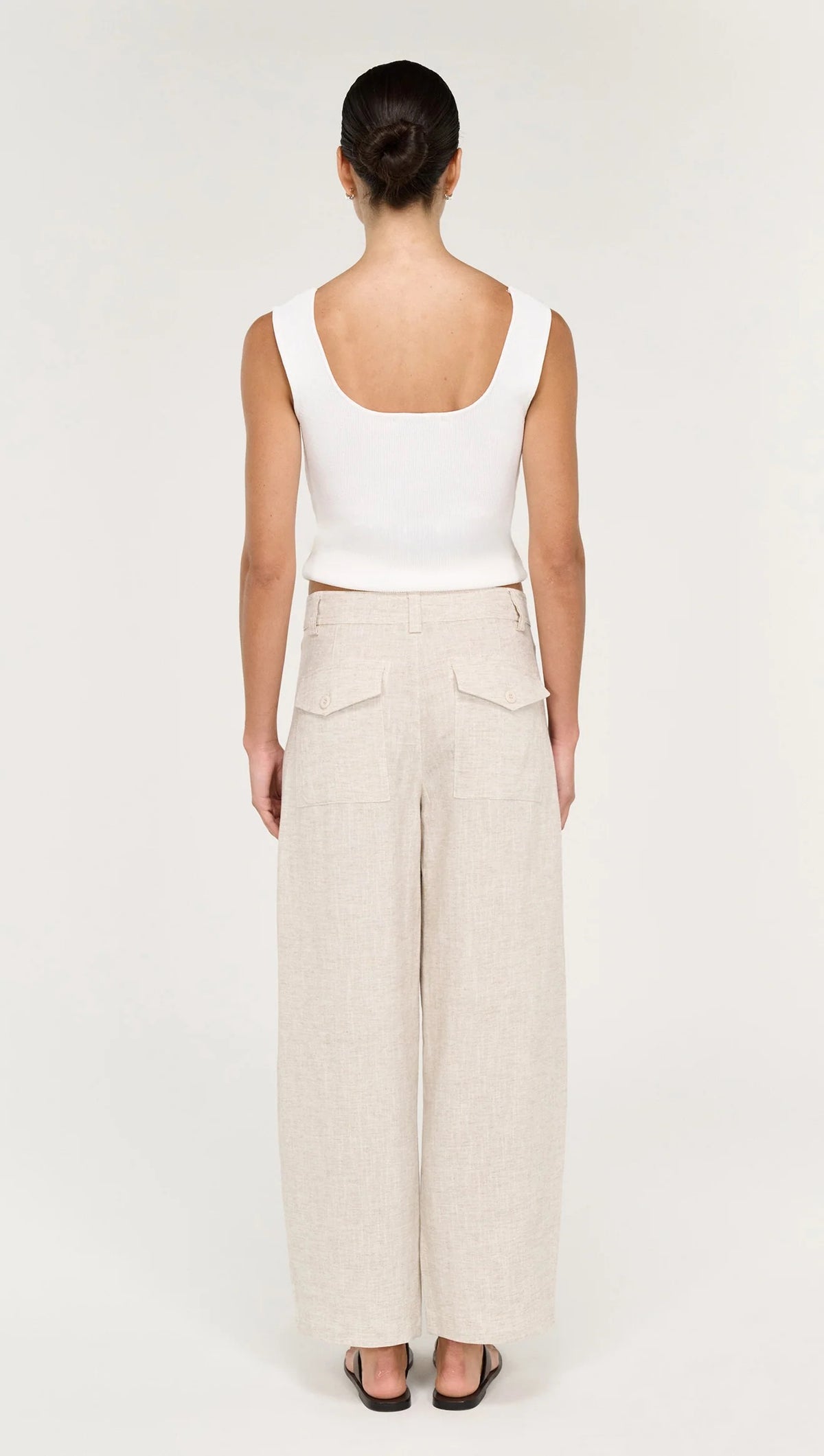 Neve Linen Barrel Leg Pant - Oat