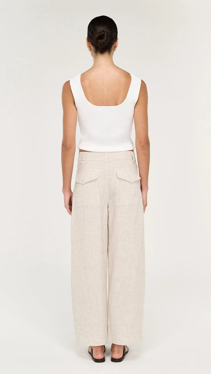 Neve Linen Barrel Leg Pant - Oat