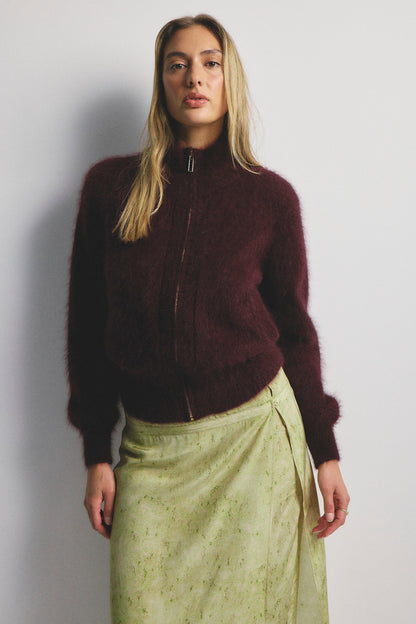 Felix Zip Cardigan - Aubergine