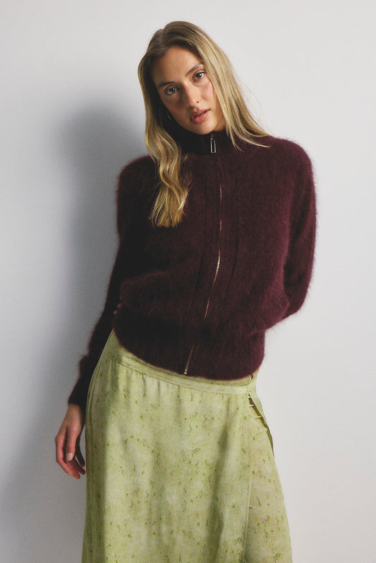 Felix Zip Cardigan - Aubergine