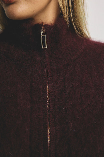 Felix Zip Cardigan - Aubergine