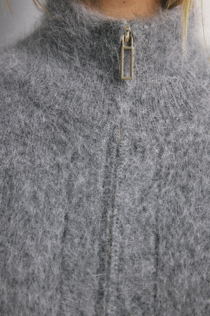 Felix Zip Cardigan - Charcoal