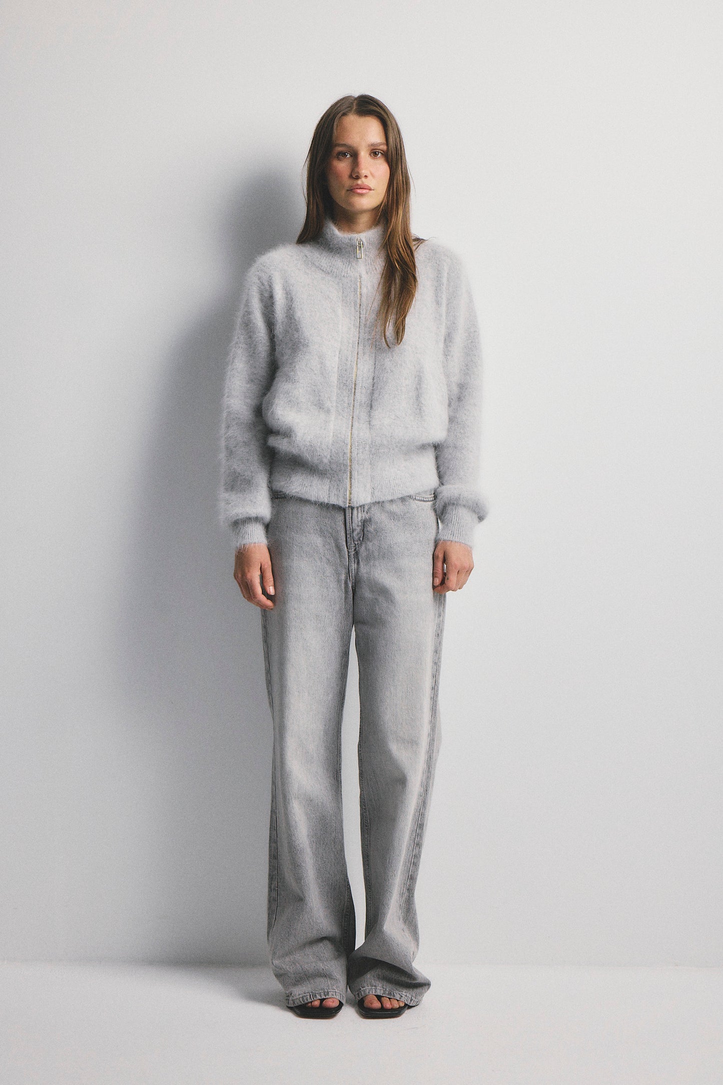 Felix Zip Cardigan - Light Grey