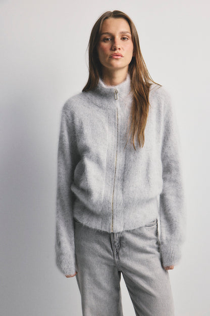 Felix Zip Cardigan - Light Grey