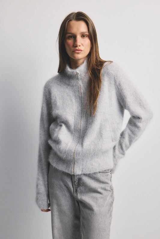 Felix Zip Cardigan - Light Grey