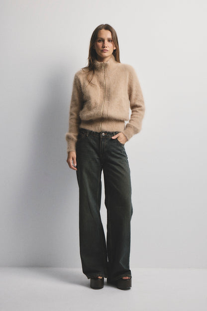 Felix Zip Cardigan - Latte