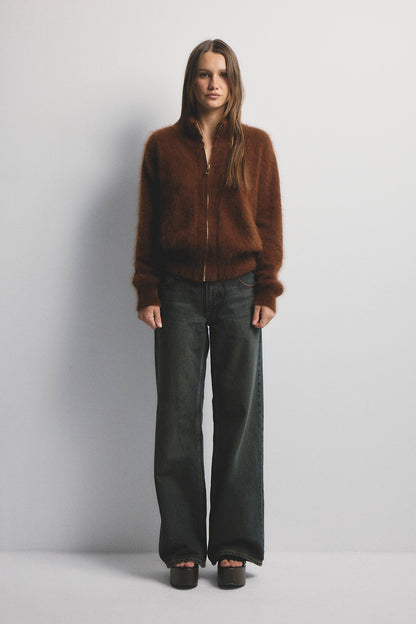 Felix Zip Cardigan - Chocolate