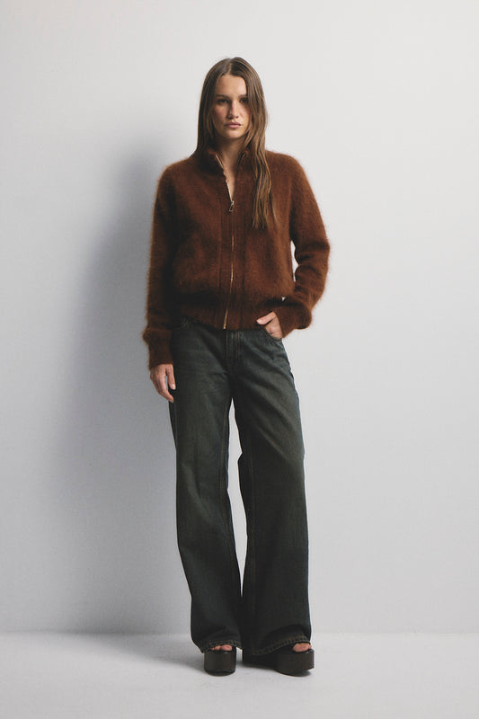 Felix Zip Cardigan - Chocolate