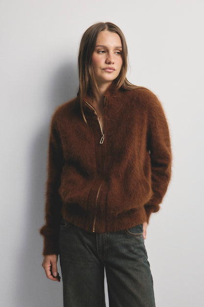 Felix Zip Cardigan - Chocolate