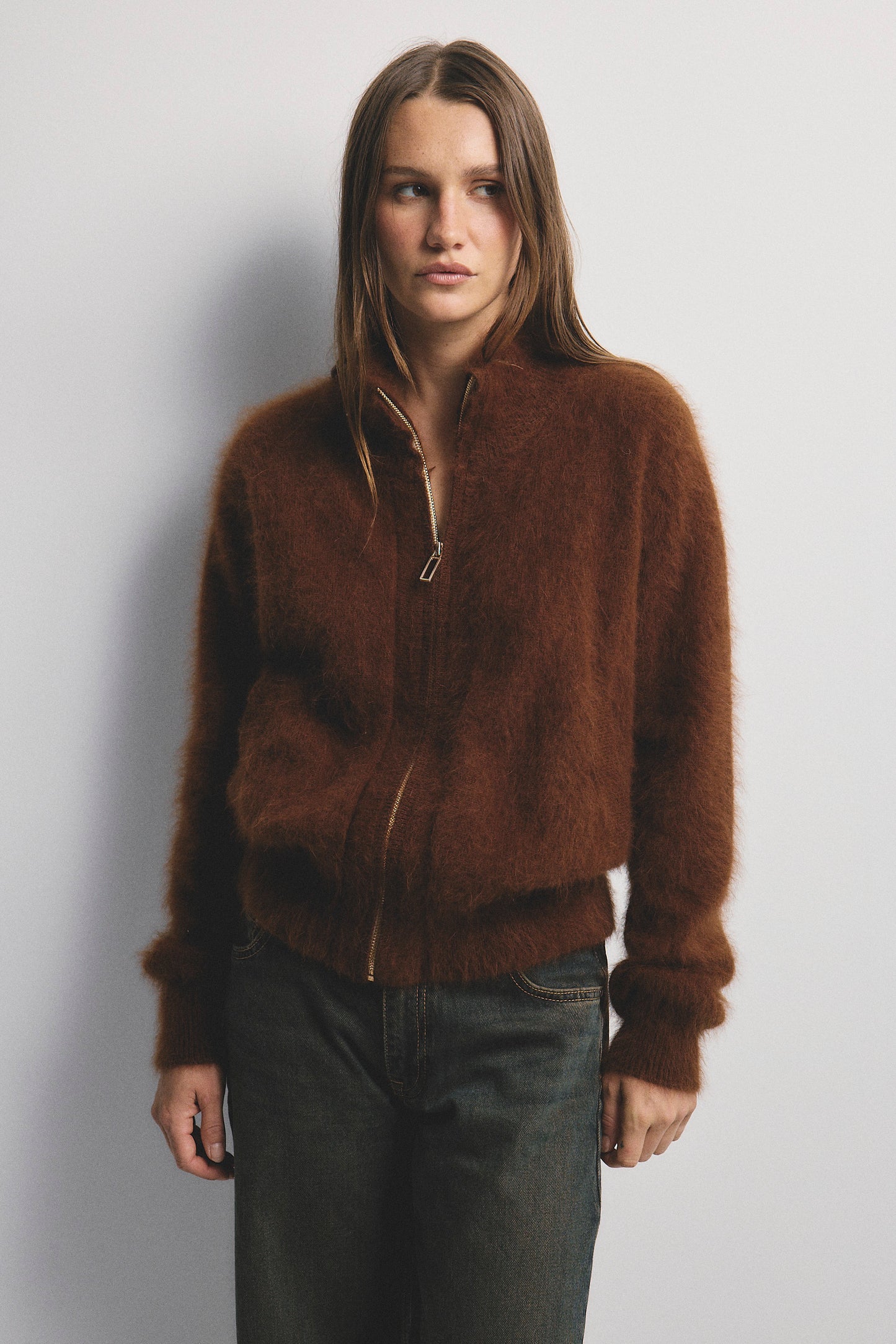 Felix Zip Cardigan - Chocolate
