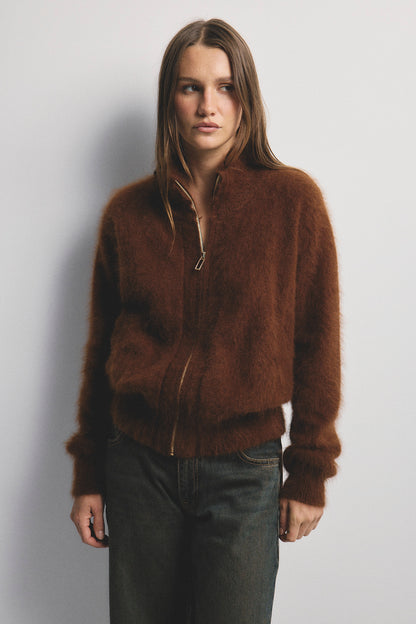 Felix Zip Cardigan - Chocolate