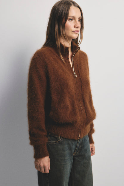 Felix Zip Cardigan - Chocolate