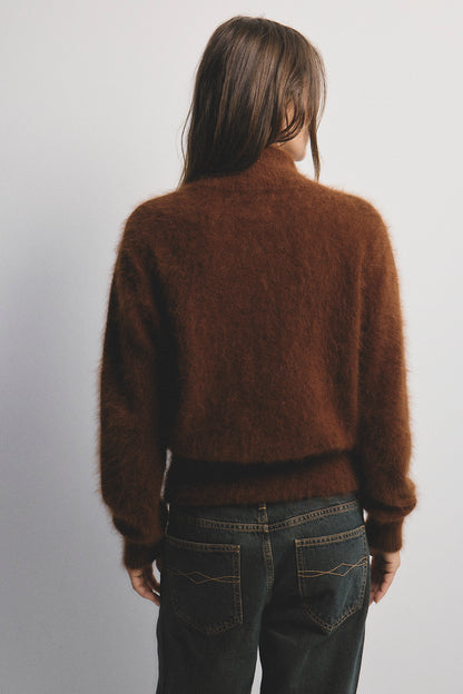 Felix Zip Cardigan - Chocolate