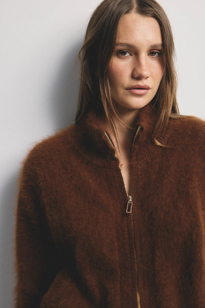 Felix Zip Cardigan - Chocolate