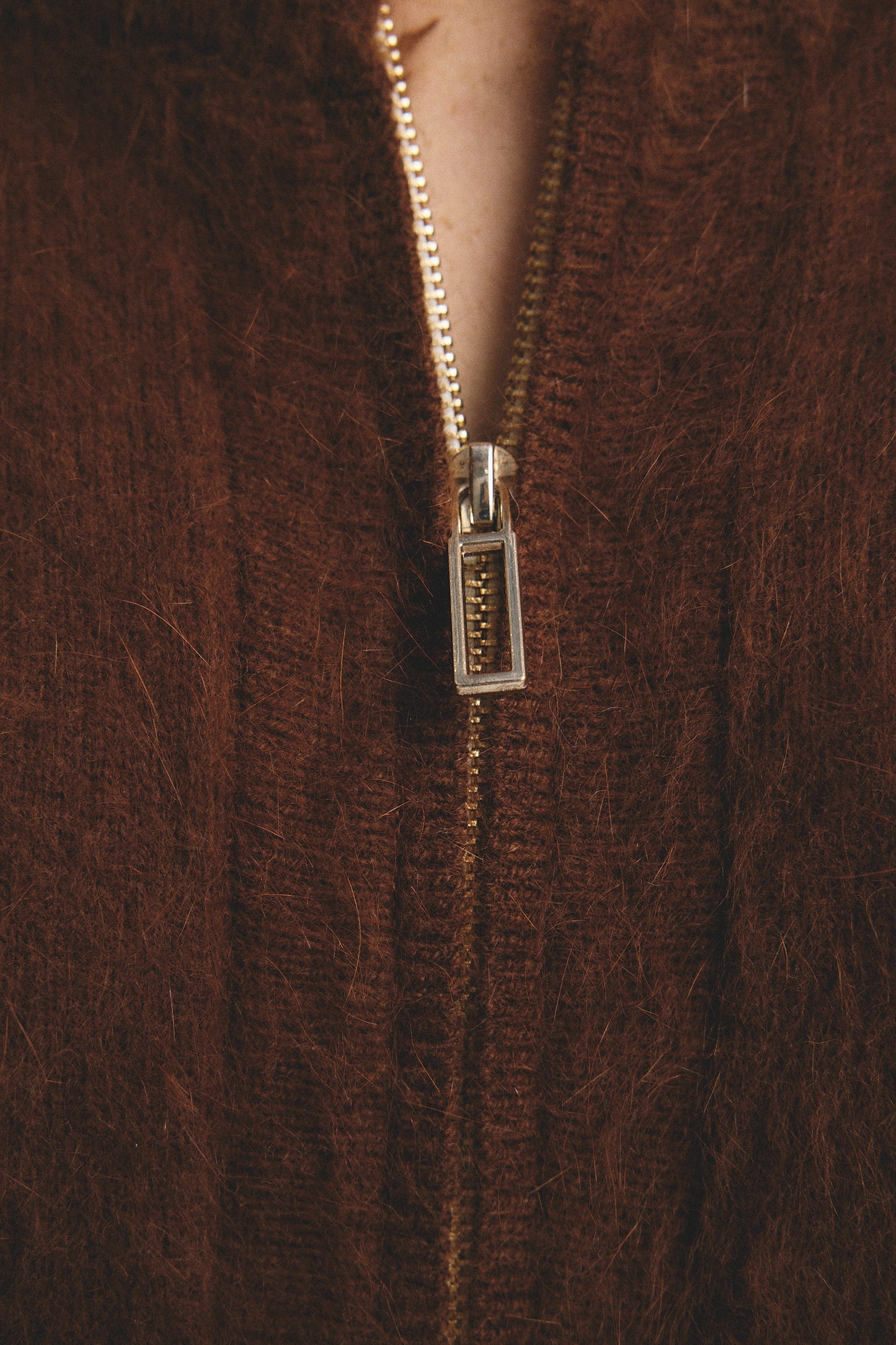 Felix Zip Cardigan - Chocolate