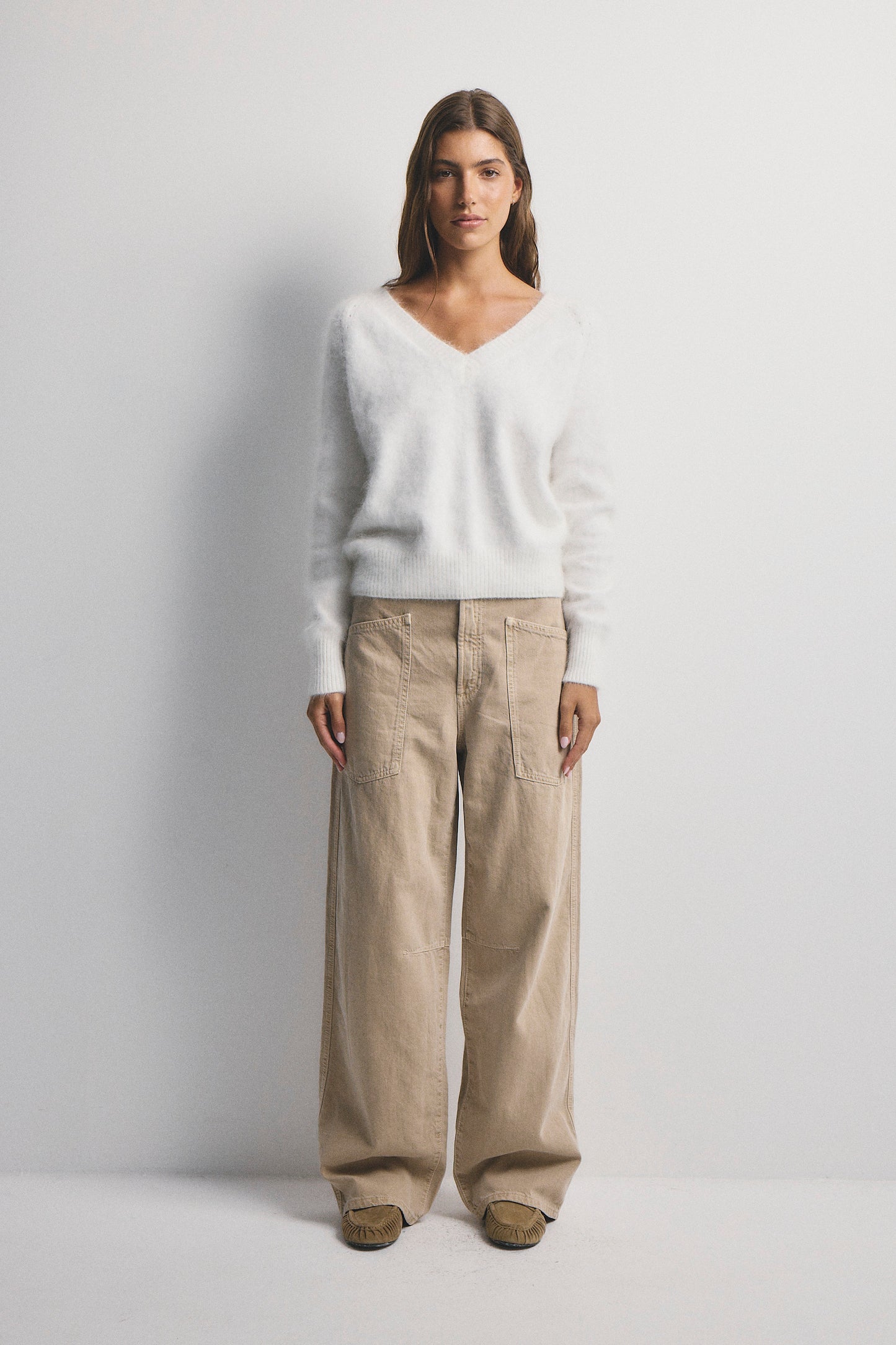 Olivia Cashmere V Neck - Snow