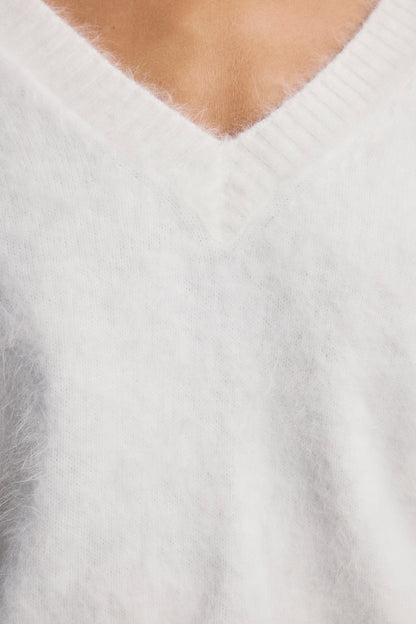 Olivia Cashmere V Neck - Snow