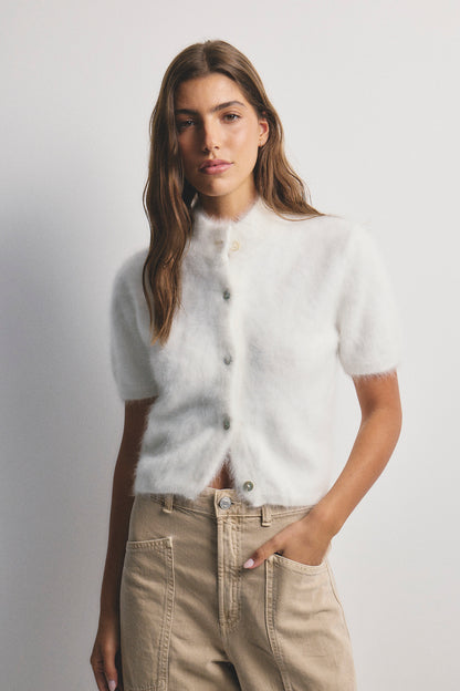 Claudia Short Sleeve Cardigan - Snow