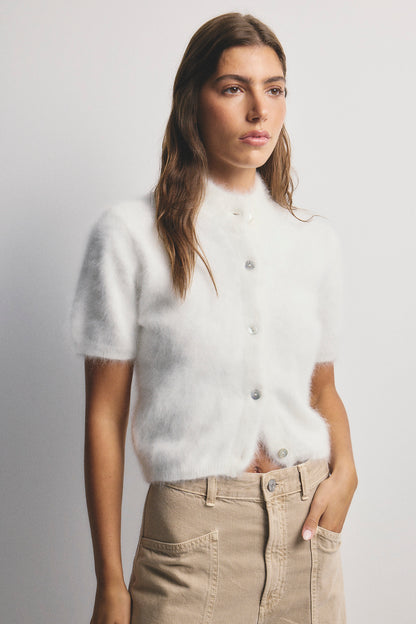 Claudia Short Sleeve Cardigan - Snow