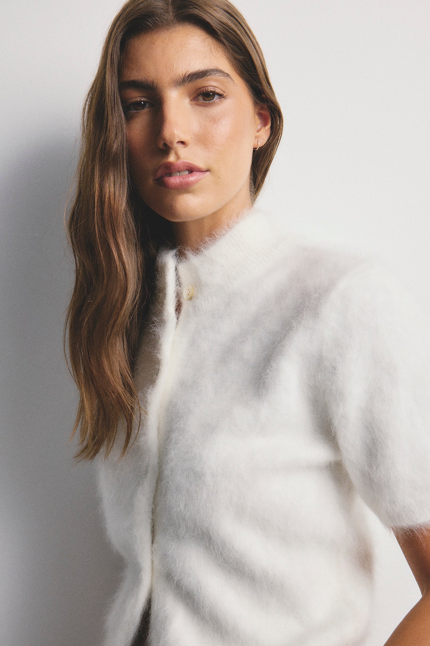 Claudia Short Sleeve Cardigan - Snow