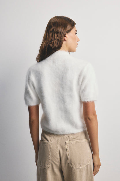 Claudia Short Sleeve Cardigan - Snow