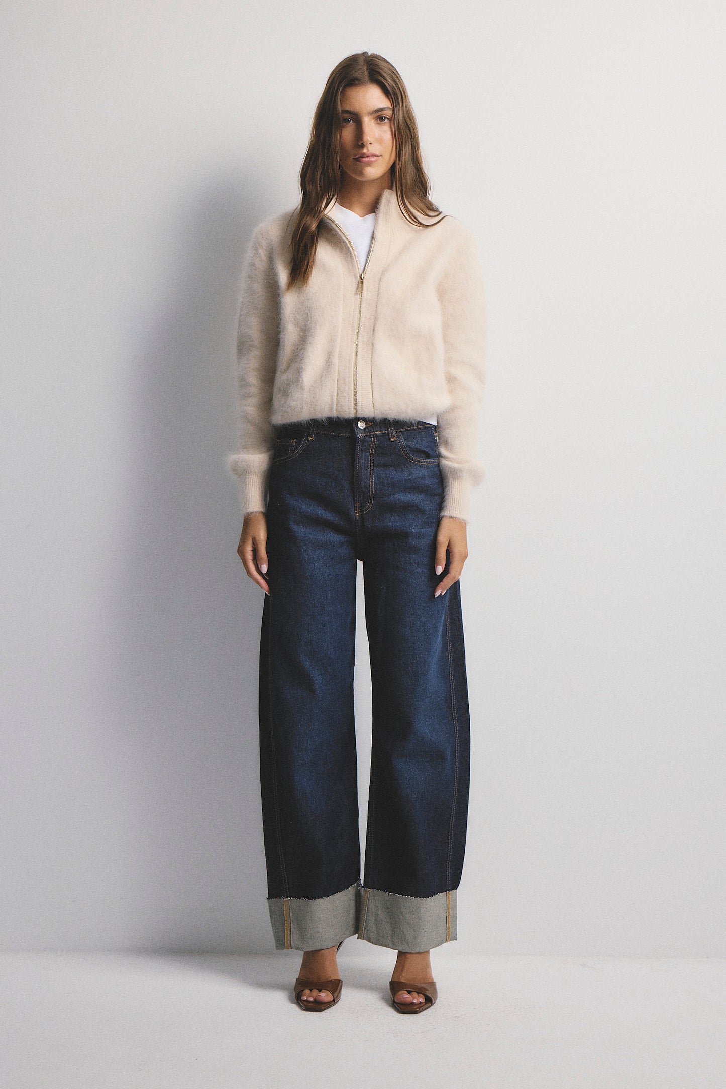 Felix Zip Cardigan - Oatmeal