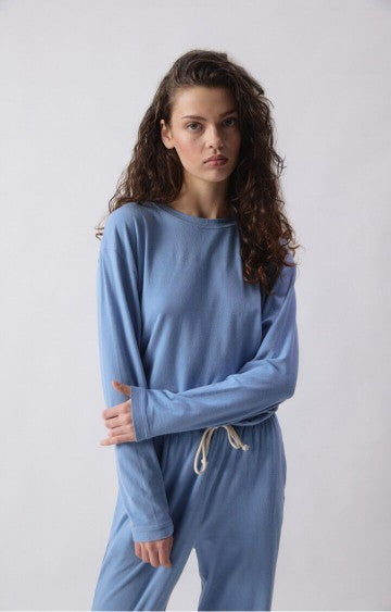 YPAO2B - LS T-shirt - Melange Blue