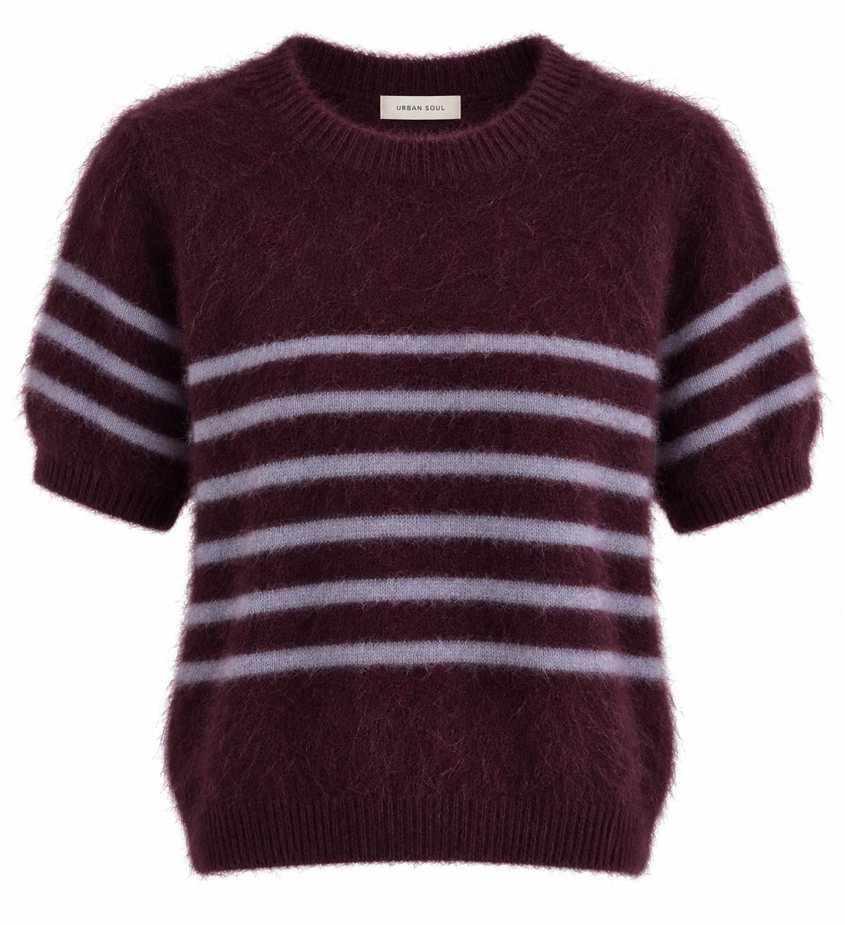 Georgia Stripe Knit Tee - Aubergine/lilac