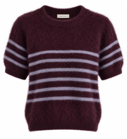 Georgia Stripe Knit Tee - Aubergine/lilac