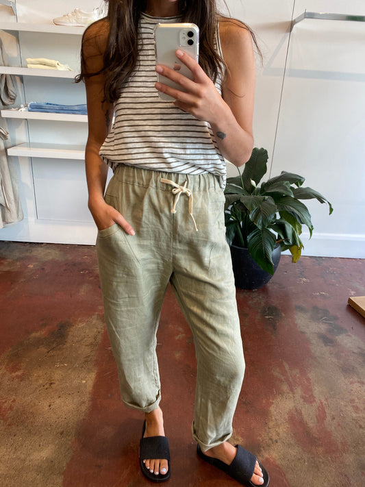 Luxe Linen Pants - Khaki