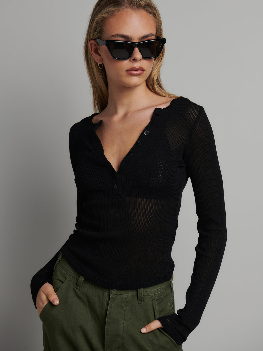 Xavier Button Down Top - Black