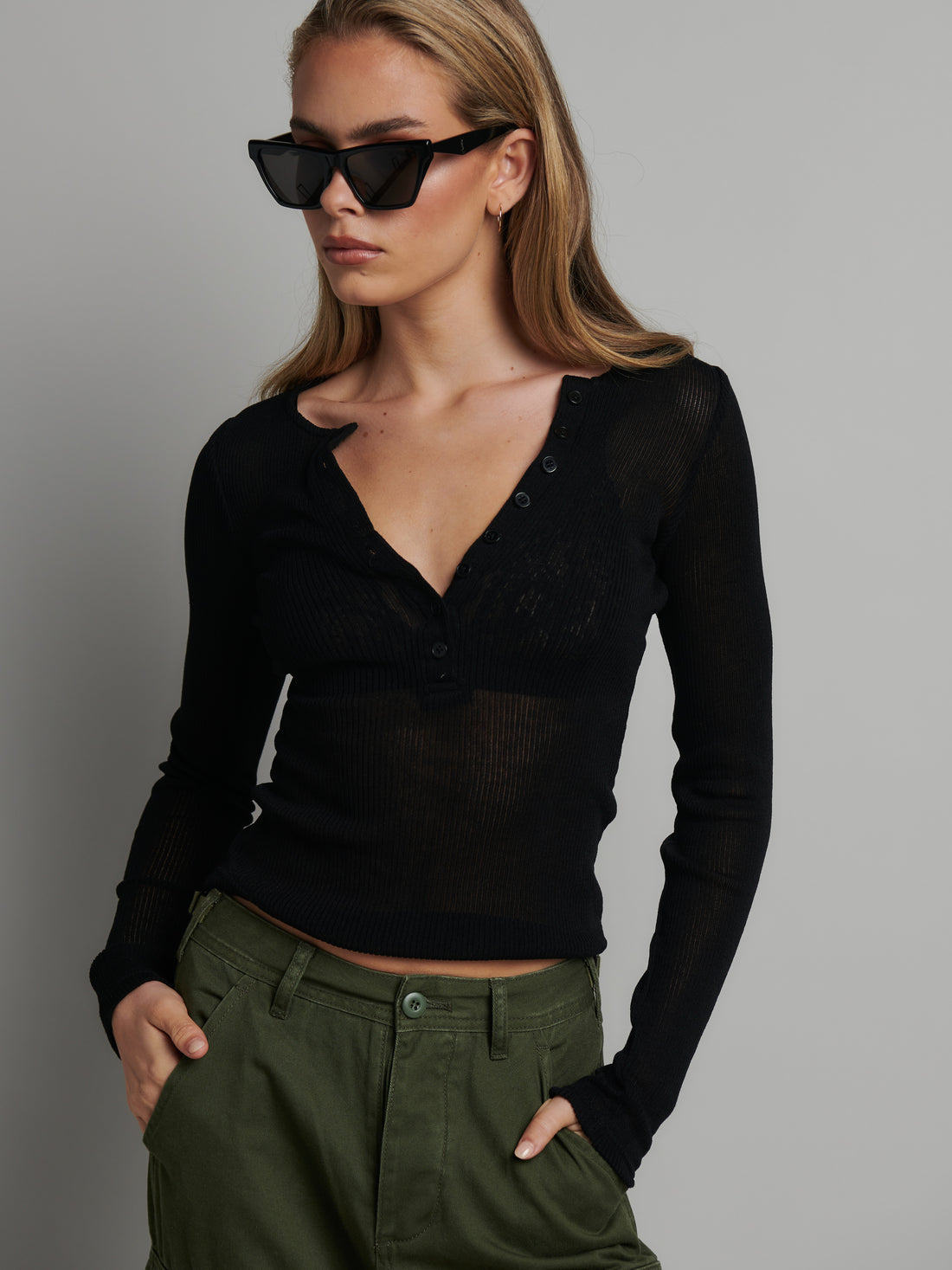 Xavier Button Down Top - Black