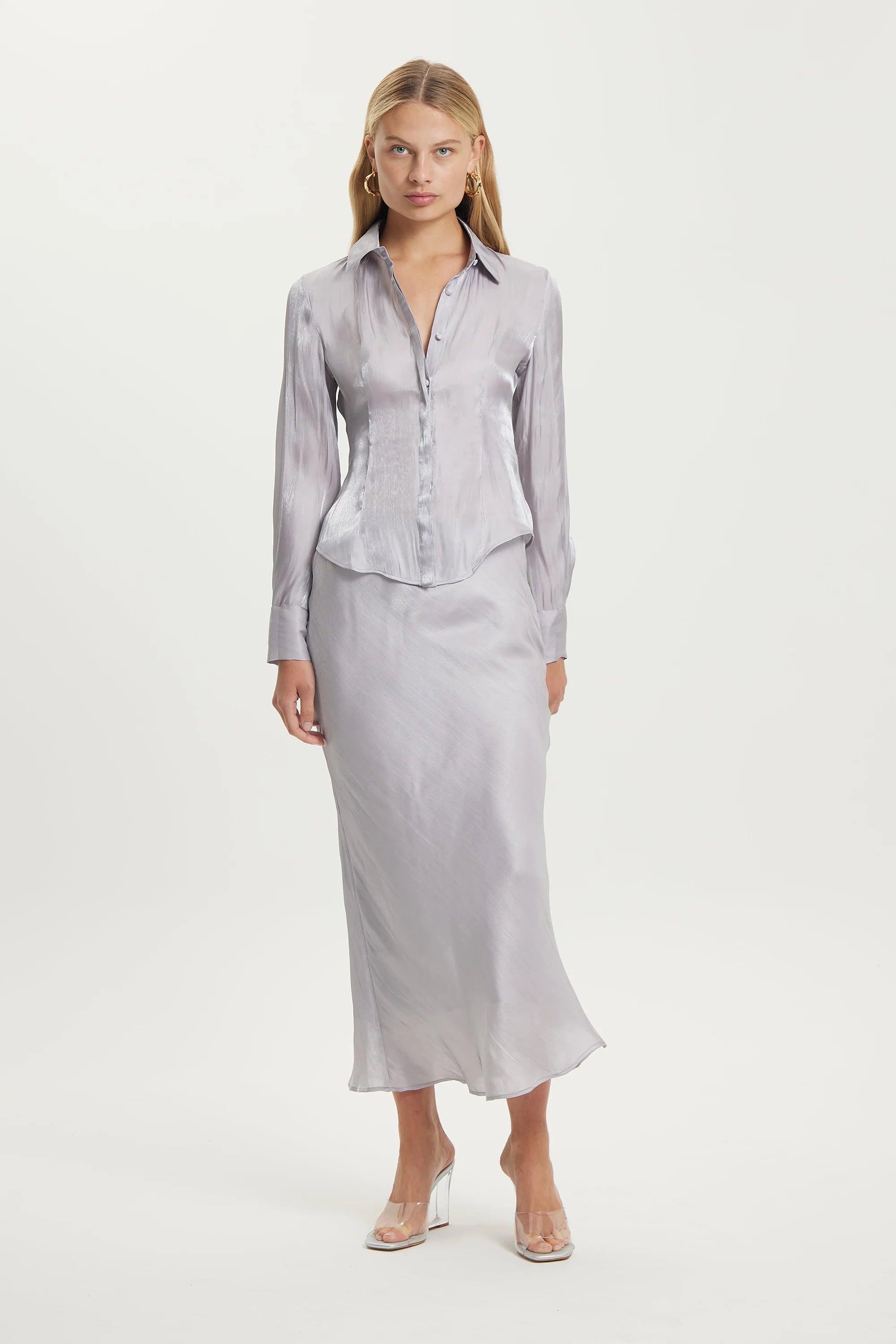 Untamed Bias Skirt Silver