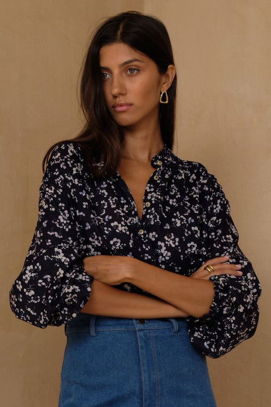 Solace Blouse Bijou - Floral Navy