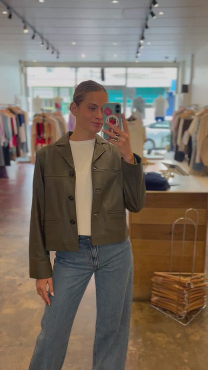 Clara leather Jacket - Olive