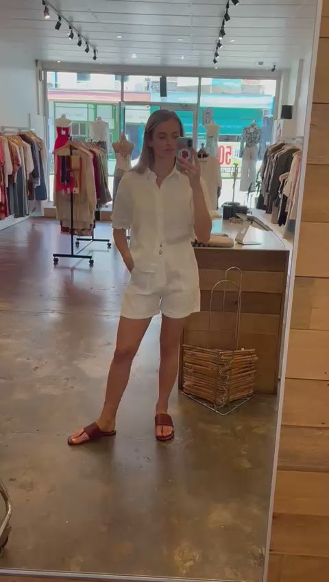 Jude Linen Short White