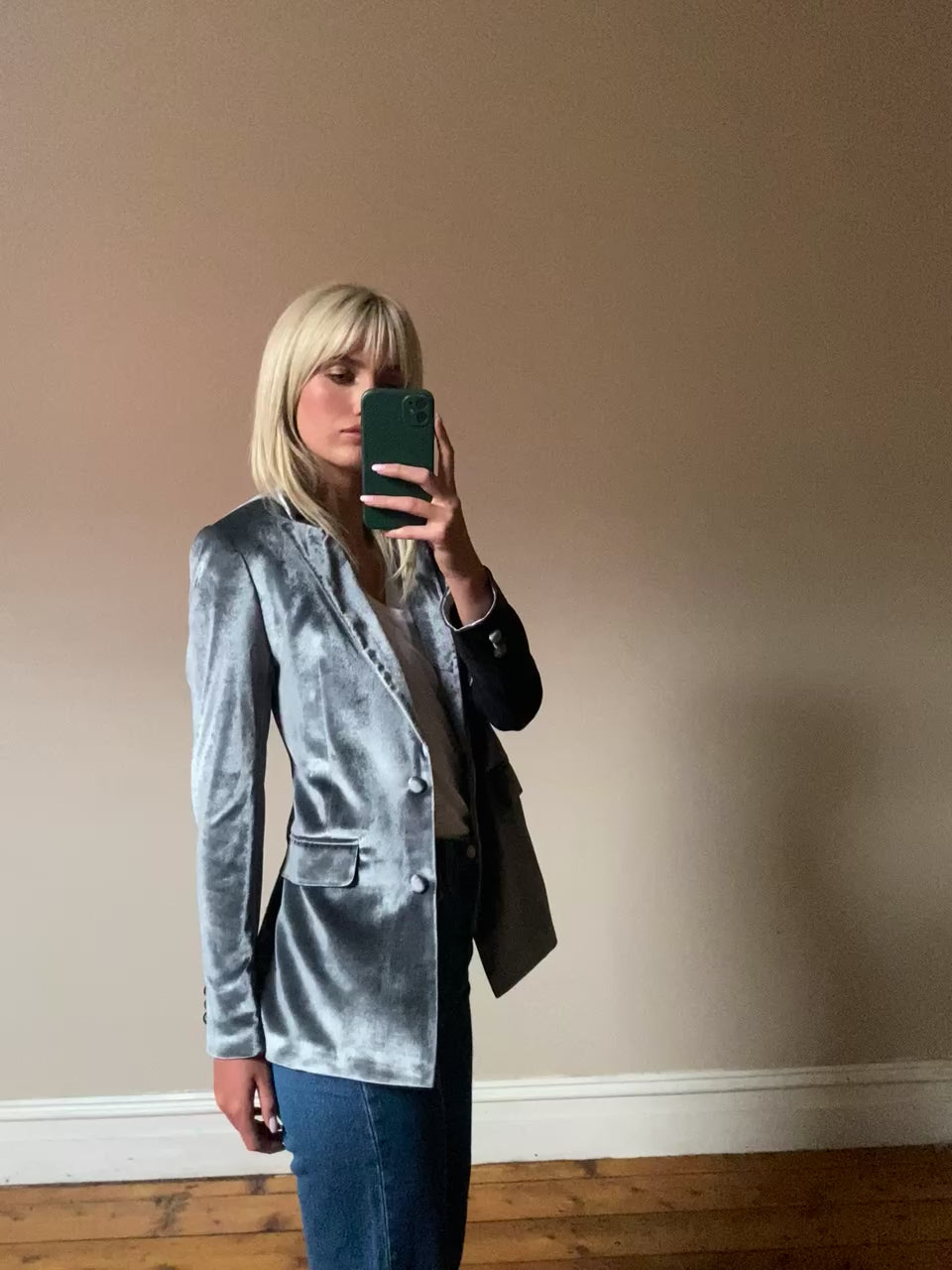 Veronica Velvet Blazer - Silver