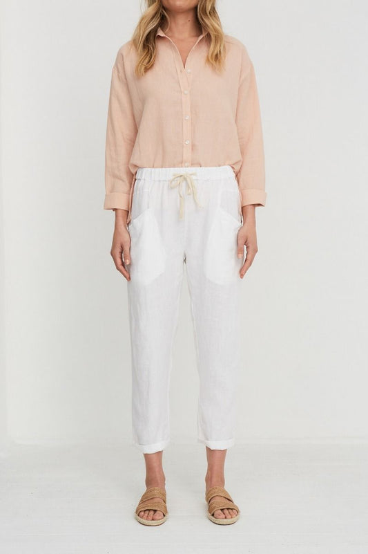 Luxe Linen Pants - White