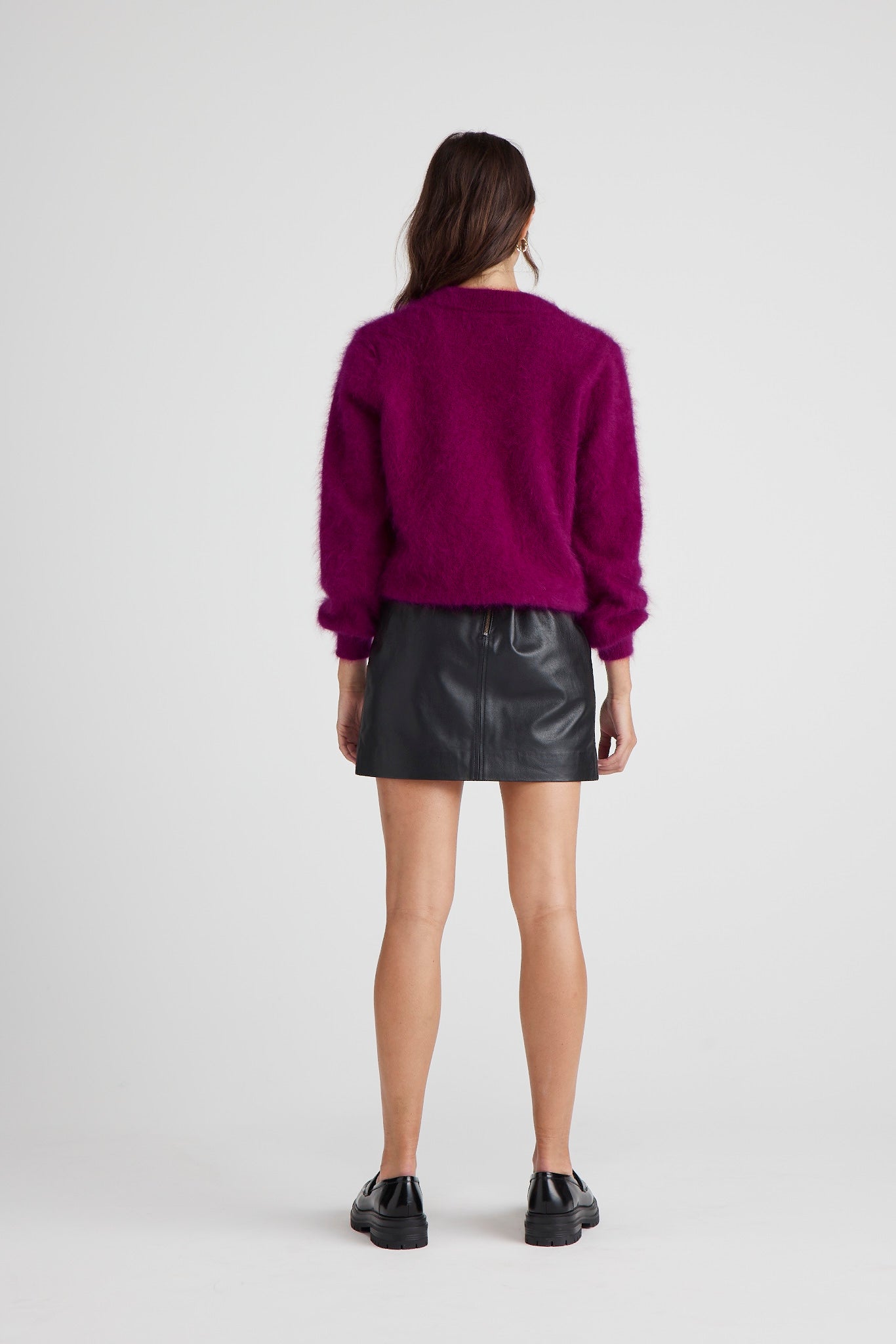 Lucie V Neck Cardigan - Wine